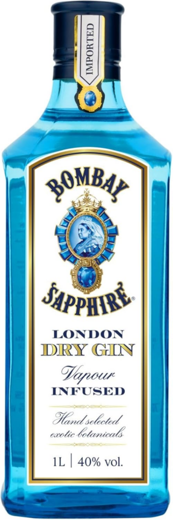 Bombay Sapphire London Dry Gin, 40% vol., 100 cl / 1 L, gin 100% infuso a vapore con 10 botanical accuratamente selezionati